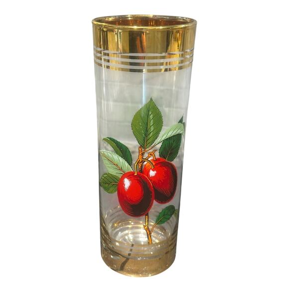 West Virginia Glass Company Vintage 1950's 'Orchard' Gold Hi-Ball Glasses-Set 4 - Picture 11 of 16